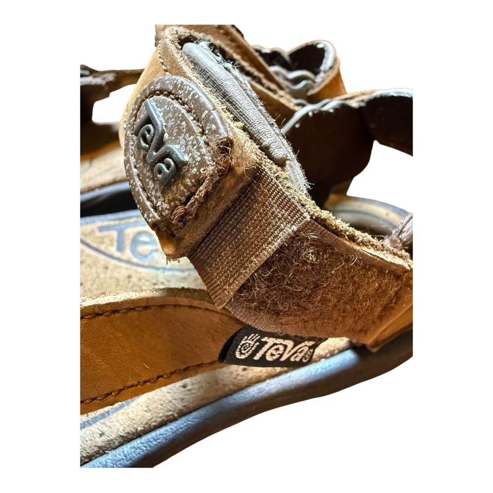Teva Sandals Men’s 7 Active Shank Shoc Leather Adjustable Brown Nubuck 6026 - Picture 5 of 10